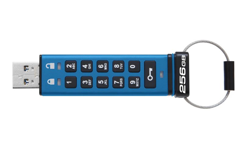 Kingston IronKey Keypad 200/256GB/USB 3.2/USB-A/Modrá