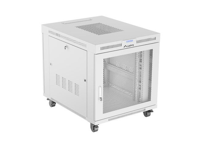 19" Volně stojící racková skříň 15U 800X1000 šedá lcd s perforovanými dveřmi lanberg (ploché balení)