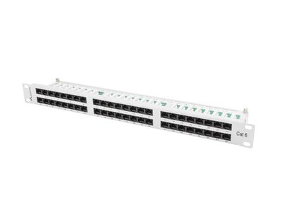 Patch panel 48 portů 1U 19" CAT.6 utp šedý lanberg
