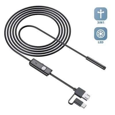 W-Star Endoskopická kamera USB UCAM8x10 sonda 8mm 10m měkký kabel HD konektor 3v1 USBC