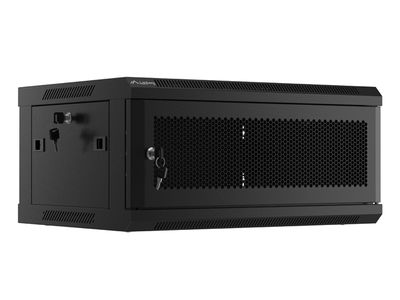 Lanberg racková skříň 19" nástěnná 4u/600x450 s perforovanými dveřmi černá (ploché balení)