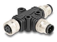 M12 T-Splitter A-coded 4 pin 1 x male to