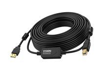 Kabel USB - USB (M) do USB typ B (M) - USB 2.0 - 10 m - aktivní inline booster - černá