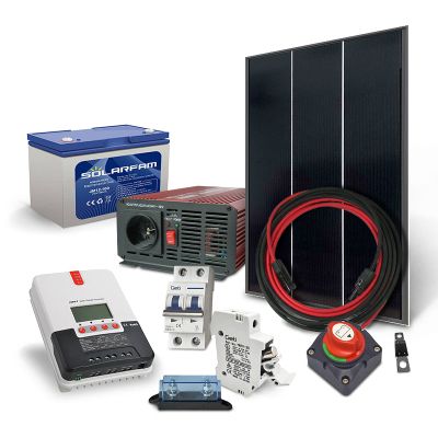SOLARFAM 180Wp solární ostrovní set, 12V, baterie 100Ah, měnič 230VAC 600W