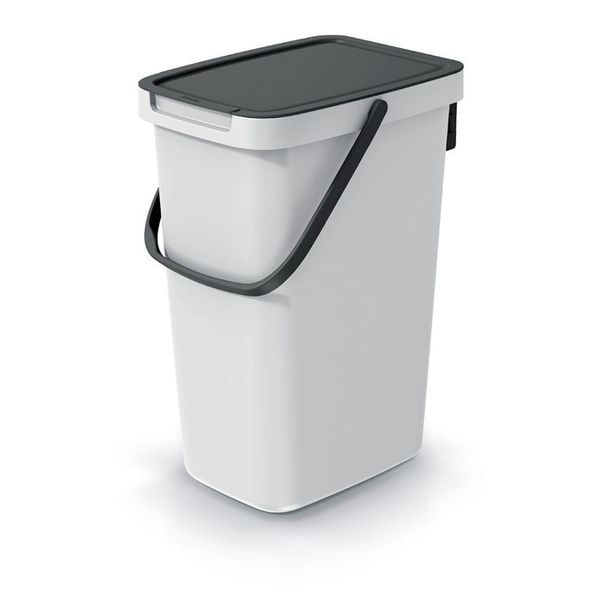 Koš odpadkový SYSTEMA Q COLLECT popelavý s černým víkem 12l