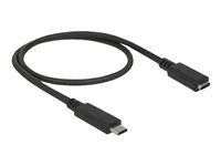 Prodlužovací USB kabel - USB-C (M) do USB-C (F) - USB 3.1 Gen 1 - 3 A - 50 cm - černá
