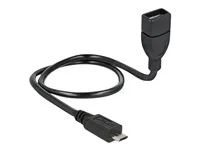 Delock OTG ShapeCable - Prodlužovací šnura USB - USB (F) do Micro USB typ B (M) - USB 2.0 OTG - 50 cm - cerná
