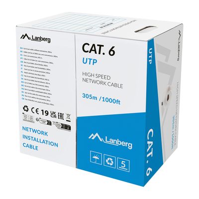 Lan kábel CAT.6 utp 305 solid cu lszh grey cpr +