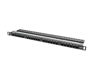 Patch panel 24 portů 0,5u 19" CAT.5E utp černý lanberg