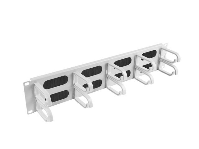 19" Panel s kartáčem pro správu kabelů 10 kroužků typ b 2U šedý lanberg