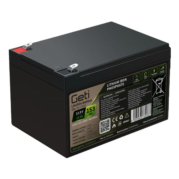 Baterie LiFePO4 12,8 V 12 Ah GETI GBL-12-12