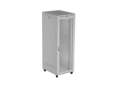 19" Volně stojící racková skříň 47U 800X1000 šedý s perforovanými dveřmi lanberg (flat pack) V2