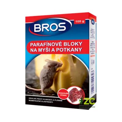 Parafínové bloky pro myši, potkany BROS 100g