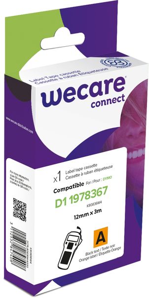WECARE ARMOR páska (vinyl) kompatibilní s DYMO 1978367,Black/Orange,12MM*3M