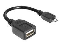 Kabel USB - USB (F) do Micro USB typ B (M) - USB 2.0 OTG - 18 cm - černá