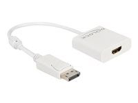 Video adaptér - DisplayPort s piny (male) s jazýčkem do HDMI se zdířkami (female) - 20 cm - bílá - aktivní, podpora 4K30Hz