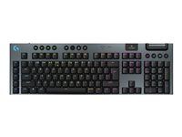 Klávesnice - technologie LIGHTSPEED - podsvícení - bezdrátový - Bluetooth 5.0, 2.4 GHz, USB - QWERTY - US mezinárodní - klávesový spínač: GL Tactile - černá