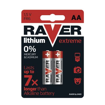 Lithiová baterie AA R6 1,5V RAVER  2 ks