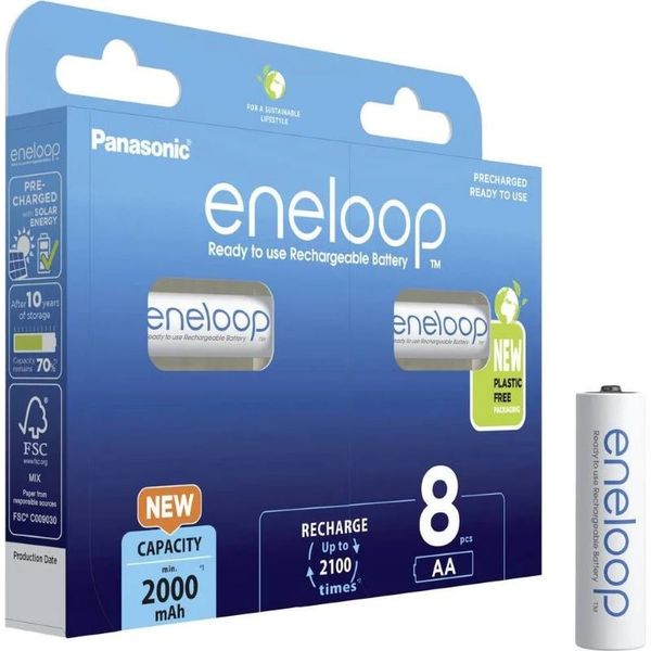 PANASONIC Eneloop, Baterie, BK-3MCCE, AA, 8ks