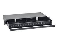 19" výsuvná optická vana 1U 24x ST - konektory nejsou součástí balení - černá RAL9005