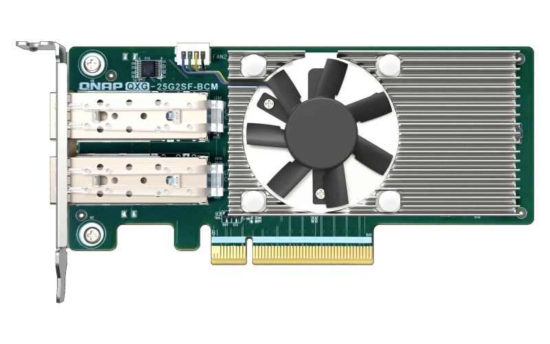 QNAP QXG-25G2SF-BCM Dual port per 25GbE Network adapter; 2 x SFP28; Broadcom 57504 controller