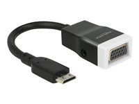 Video / audio adaptér - 19 pin mini HDMI Type C s piny (male) do HD-15 (VGA), mini-phone stereo 3.5 mm se zdířkami (female) - 15 cm - černá, bílá