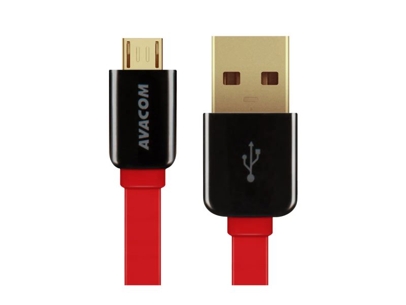 Kabel AVACOM MIC-40R USB - Micro USB, 40cm, červená