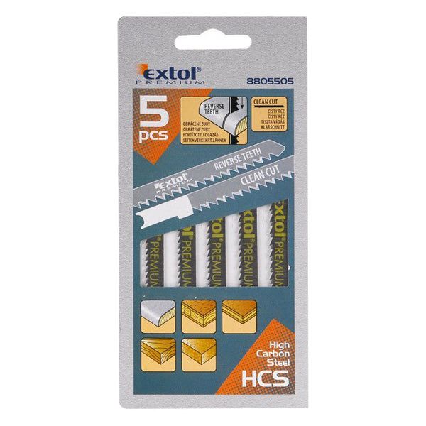 Plátky do přímočaré pily 5 ks 75x2,5 mm EXTOL PREMIUM 8805505