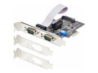 Startech 2-Port Serial PCIe Card, Dual-Port PCI Express to RS232/RS422/RS485 (DB9) Serial Card, Low-Profile Brackets Incl., 16C1050 UART, TAA-Compliant, Windows/Linux, TAA Compliant - Level-4 ESD Protection (2S232422485-PC-CARD) - Sériový adaptér - PCI Express x1 nízký profil - RS-232 x 2 - cerná - kompatibilní s TAA