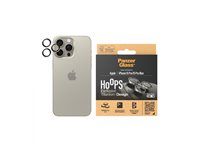 PanzerGlass HoOps Apple iPhone 16 Pro/15 Pro/16 Pro Max/15 Pro Max - ochranné kroužky pro čočky fotoaparátu - přírodní titan/sklo