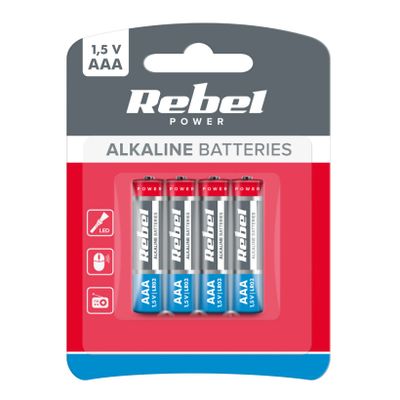 Baterie AAA LR03 alkalická REBEL Alkaline Power 4 ks / blister BAT0060B
