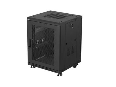 Instalační rozvaděč 19" 15U 600X600 černé perforované dveře lanberg (ploché balení)