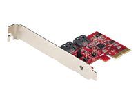 Startech SATA PCIe Card, 2 Port PCIe SATA Expansion card, 6Gbps SATA Card, Full/Low Profile, PCI Express to SATA Adapter, ASM1062R SATA RAID Controller Card - PCIe to SATA Converter - Radic úložište - SATA 6Gb/s - nízký profil - RAID 0, 1, JBOD - PCIe 2.0 x2 - cervená