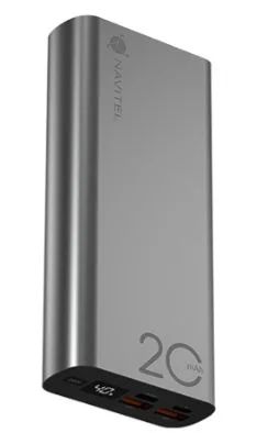 Powerbanka NAVITEL PWR20 AL stříbrná s kapacitou 20000 mAh