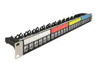 Záslepný patch panel keystone - montáž na skříňku - černá - 1U - 19" - 24 porty