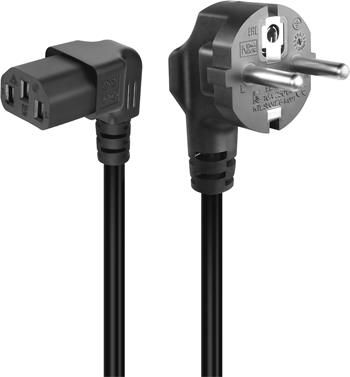 PremiumCord Kábel sieťový 230V k PC, 2m, 90 ° zahnutý
