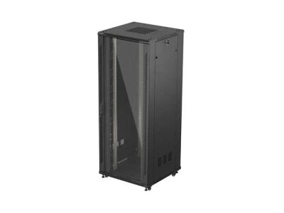 19" Volně stojící racková skříň 42U 800X800 černé skleněné dveře lanberg (ploché balení)