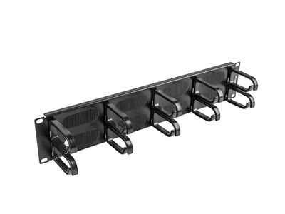 19" Panel s kartáčem pro správu kabelů 10 kroužků typ b 2U černý lanberg