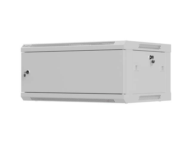Lanberg nástěnná instalační skříň 19" 4U 600X450 šedá kovová dvířka (ploché balení)
