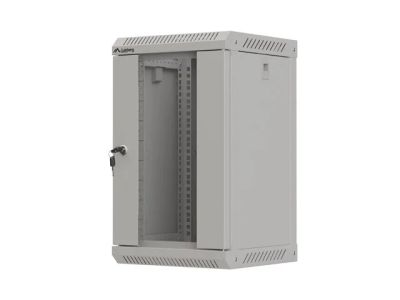 Lanberg racková skříň 10" nástěnná 9u/300x300 (flat pack) s prosklenými dveřmi šedá