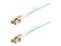 Startech 5m (15ft) LC to LC (UPC) OM4 Multimode Fiber Optic Cable w/Push Pull Tabs, 50/125µm, 100G Networks, Bend Insensitive, Low Insertion Loss - LSZH Fiber Patch Cord (450FBLCLC5PP) - Patch kabel - LC/UPC multi-mode (M) do LC/UPC multi-mode (M) - 5 m - 5 m - 2.9 mm - optické vlákno - duplex - 50 / 125 mikron - OM3/OM4 - neobsahuje halogen, lisovaný, až 100 Gbps rychlost prenosu dat - vode - barva