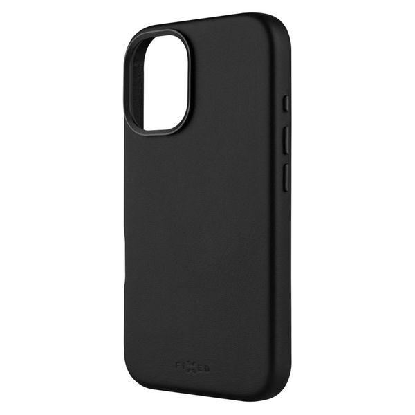 FIXED MagLeather kožený kryt iPhone 16, čierny
