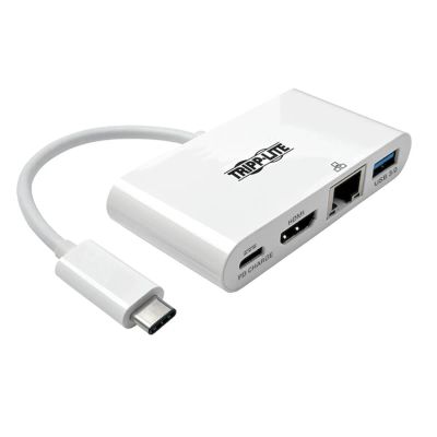 Mini dokovací stanice USB-C / HDMI, USB 3.0, GbE, 60W nabíjení, HDCP, bílá