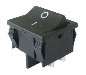 Přepínač kolébkový 2pol./4pin ON-OFF 250 V/6 A černý