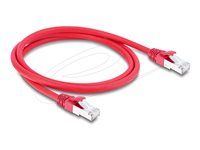 Delock - Patch kabel - RJ-45 (M) do RJ-45 (M) - 1 m - 6 mm - S/FTP - CAT 6a - neobsahuje halogen, lisovaný, provedení bez hrbolku - cervená