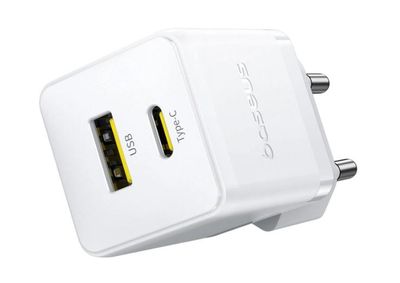 Baseus Rychlonabíječka do sítě Palm 30W 1xUSB-A 1xUSB-C PD QC 3.0 bílá