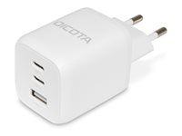 Síťový adaptér - kompaktní, GaN - 65 watt - 5 A - PD 3.0 - 3 výstupní konektory (2 x USB-C, USB) - bílá - Evropa