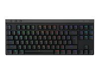 Klávesnice - technologie LIGHTSPEED - TKL - podsvícení - bezdrátový - 2.4 GHz, Bluetooth, USB - QWERTY - US mezinárodní - klávesový spínač: GL Tactile - černá