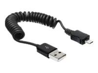 Kabel USB - USB (M) do Micro USB typ B (M) - 60 cm - svinutý - černá