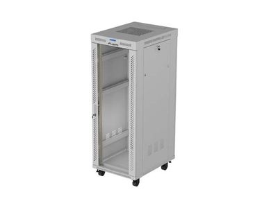 19" Volně stojící racková skříň 32U 600X800 šedé skleněné dveře lcd lanberg (flat pack) V2
